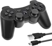 Lunriwis Controller for PS-3, Wireless Bluetooth Controller for PS3, 6-Axis Dual Vibration Joystick with Charging Cable, Rechargeable Remote Joystick with Charging Cable for PS3 Controller