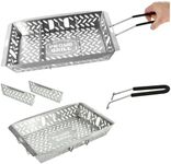 Proud Grill UltraVersatile Stainless Steel Grill Basket - Large BBQ Grill Basket for Grilling Vegetables. Detachable handle and movable dividers. Perfect Grill Accessory to grill veggies, fish, meat.