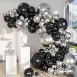 MEBAY Black Silver Balloons Garland