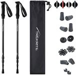 Collapsible Telescopic Walking/Hiking/Trekking Poles/Sticks - 3-Section Antishock Unisex with Accessories (2pc / set/pair) - Trekrite (Black)