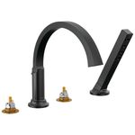 Delta Faucet Tetra Matte Black Roman Tub Faucet, Matte Black Tub Faucet, Roman Bathtub Faucet, Delta Roman Tub Faucet Black, Tub Filler, Matte Black T4788-BLLHP (Valve and Handles Not Included)