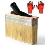 Deck Stain Brush - 7” Decking Floor and Fence Oil Applicator Deck Stain Applicator - Tool Used to Seal, Stain and Paint Wood Flooring and Fences - Includes Working Gloves