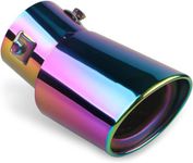 Automaze Universal Fit Car Exhaust Tail Muffler Tip Show Pipe 60mm, Curved Oval, Stainless Steel (Multicolor)