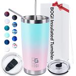 BOGI Tumbler, 20 oz Insulated Tumbler with Straw and Lids,Leakproof Coffee Cup Travel Mug,Double Wall Vacuum Stainless Steel Tumbler Durable Thermal Cup Keep Cold and Hot Drinks Ideal Gifts | Spink