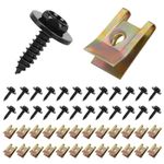 Adiwo Screw and Nut Clip Kit, 24-Set Fixed Auto Car Body Fender Screws Fixing Bolts, Metal U-Shaped Fastening Clamps, Car Body Undertray Fender Screw for Car Wheel Arch Cover Undertray Fender