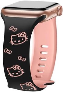 TEUUPSR Cartoon Two-Tone Engraved Bands Compatible with Apple Watch 38mm 40mm 41mm 42mm 44mm 45mm 46mm 49mm Girls Women,Cute Soft Silicone Sport Strap for iWatch Ultra Series 10 9 8 7 6 5 4 3 2 1 SE