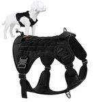 Plutus Pet Tactical Dog Harness with All Metal Buckles, Adjustable, No-pull Service Dog Vest with Molle System for Small Medium Large Dogs (Black, M)