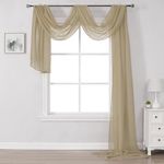 DONREN Taupe Window Scarf for Background - Luxury Soft Sheer Scarf Add to Window Curtains for Enhanced Effect (52 by 216 Inch,1 Pack)