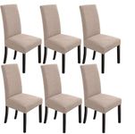 NeoGenius Premium Elegant Dining Room Chair Covers, Slipcovers Set of 6, Spandex Super Fit Stretch Removable Washable Chair Covers, Protector -for Dining Room (Dining Room Chair Covers_Fawn, 6)