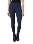 GO COLORS Womens' Solid Navy Mid Rise Warm Suede Legging