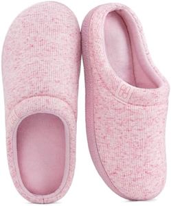 HomeTop Women's Dotted Knit Memory Foam Slippers with Anti-slip Sole Elegant Blush,7-8 US