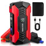 Car Jump Starter, 3000A Peak Car Battery Charger, 12V Jump Box Jumper Battery Pack (up to 10L Gas or 8.5L Diesel), Portable Battery, Emergency LED Light, Escape Safty Hammer, Compass (Upgraded)