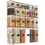 24-Piece Airtight Food Storage Container Set - BPA-Free Dry Food Canisters for Kitchen Pantry Organization and Storage Perfect for Cereal, Flour & Sugar! Includes Labels and Black Marker