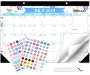 Tobeape 2024 Calendar Canada,18 Monthly Jan 2024 to Jun 2025,Large 17" x 12" Desk Calendar with Plastic Cover,Planner Stickers&Hanging Rope,Calendar 2024 Monthly Wall for Home School Office-Floral