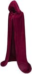 Regenboog Burgundy Cape with Hood Women and Men,Hooded Adults Velvet Cloak,Christmas Halloween Costume Cape,67inch/170cm