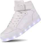 UMUERX Kids LED Light Up Shoes for Boys and Girls Cool USB Charging Flashing High-top Sneakers Child Unisex highwhite-34