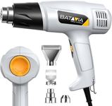 Heat Gun - BATAVIA Dual Protection Fuses 1800W Heavy Duty Fast Heat Hot Air Gun 122℉-1202℉ Variable Temperature Control Overheat Protection with 4 Nozzles for Crafts, Vinyl Wrap, Shrink Tubing