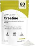 Complement Creatine Monohydrate Micronized Powder for Women and Men (5g, 60 Servings) Pre Workout, Post Workout, Muscle Recovery, Brain Health, Longevity- Vegan, Unflavored