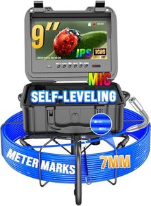 Self-Leveling Sewer Camera 100FT, Anysun 9" HD Screen Pipe Borescope Drain Inspection with 12pcs LED Light, DVR Recorder with 32GB Card, IP68 Waterproof Plumbing Cam, 7mm Cable with Meter Marks