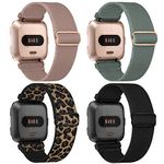 Adepoy 4 Packs Versa Elastic Strap Compatible with Fitbit Versa 2 Straps, Sport Loop Stretch Wristband Replacement Band for Fitbit Versa 2/Versa/Versa Lite Straps, Women Men