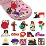 BDSHUNBF 16PCS Shoe Charms, Singer Shoe Decoration, Singer Shoe Accessories, Pins for Adults Teens Kids Cartoon Bracelet Wristband Accessories Birthday Christmas Party Gift