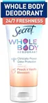 Secret Whole Body Deodorant Cream for Women, Peach & Vanilla Blossom Scent, Aluminum Free Deodorant, 72 HR Odor Protection, 3.0 oz