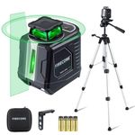 Firecore Laser Level with Tripod, 360° Self-Leveling Line Laser with Horizontal & Vertical Lines, Cross Line Laser for Picture Hanging, Green Laser with Magnetic Holder, incl Carrying Case - G30