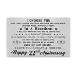 22nd Anniversary Card Gifts for Him Her, 22 Year Wedding Anniversary Engraved Wallet Card Presents