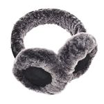 Lambland Premim Sheepskin and Suede Winter Ear Warmers Earmuffs Folding (Black Tipped)