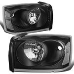 DNA MOTORING HL-OH-DDAK05-BK-CL1 Pair of Black Clear Reflector Halogen Headlights Compatible with 05-07 Dakota, Left & Right Side