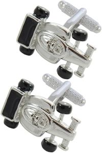 COLLAR AND CUFFS LONDON - Gemelli di Alta qualità e Scatola Regalo - Auto da Corsa - Perfetto per Gli Appassionati di Auto - Ottone - Argento Colorato - Sport Corse Automobilistiche