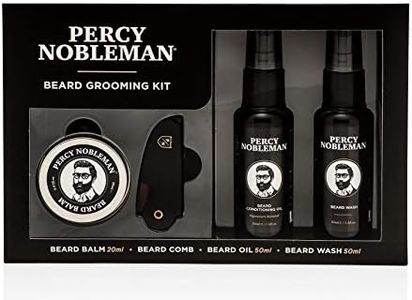 Percy Nobleman Beard Grooming Kit. A Men's Gift Set Containing A Signature Scented Beard Oil 50Ml. Beard Wash 50Ml. Beard Balm 20Ml. Beard Comb.