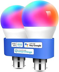 meross Alexa Light Bulbs WiFi Smart Bulbs B22 Bayonet, Compatible with Echo Alexa Google Home Dimmable Warm Light and Multicolor by Meross 810Lumens 60W Equivalent 2700K-6500K RGBCW, 2 pcs