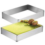 Tebery 2 Pcs Square Baking Cake Tin, Adjustable Cake Tins Rectangular Mousse Cake Mould, Stainless Steel Cake Ring, for DIY Mousse Cake Dessert Pizza, 18 to 33 cm