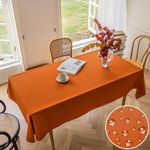 Home Brilliant Coffee Table Cloth Decorative Autumn Decorations, Wipe Clean Tablecloth Faux Linen, Dust-Proof Table Protector for Kitchen Table, Orange, 140CM x 183CM