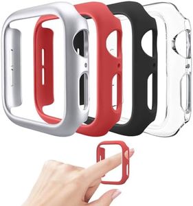 Mugust 4 Pack Compatible for Apple Watch Case 42mm [NO Screen Protector] Series 3 2 1, Hard PC Bumper Case Protective Cover Frame Compatible for iWatch 42mm, Clear/Black/Silver/Red