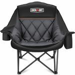 Overmont Full Padded Camping Chair - Oversized Folding Camping Couch for Adults - Heavy Duty Portable Camp Lawn Chair with Cup Holder Mesh Storage Bag for Outdoor Sports Beach Garden, Support 450 lbs