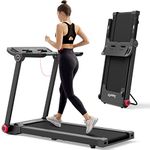 Goplus 3.75HP Folding Treadmill, Electric Superfit Treadmill with APP, 12 Preset Programs, LCD Display, Bluetooth Connectivity, Compact Walking Running Machine for Home Office, No Assembly