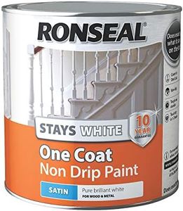 Ronseal RSLOCSWSP25L One Coat Stays Satin Paint, White, 2.5 Litre