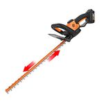 Worx WG261 20V (2.0Ah) Power Share 20-inch Cordless Hedge Trimmer, Battery and Charger Included, Black and Orange