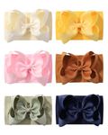 6pcs Baby Headbands Grosgrain Ribbon Bows Girls Headbands Elastic Nylon Hairbands Hair Accessories for Newborns Infants Toddlers and Kids（Light Color）