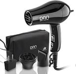 Dan Technology Travel Hair Dryer,Compact Hair Dryer,Portable Mini Blow Dryer with Concentrator&Diffuser,European Hair Dryer with European Plug,Folding Handle Lightweight,Fast Drying for Women and Men