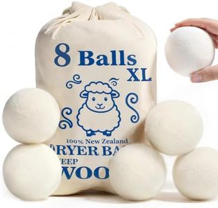 Large Wool Dryer Balls, New Zealand Dryer Balls Laundry Reusable Reduce Static Cling, Dryer Ball to Reduce Wrinkles & Shorten Drying Time, Drying Balls Fabric Softener Ball for Laundry（Pack of 8 XL)