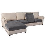 Sectional Couch Covers 4 Piece Couch Covers for Sectional Sofa L Shape Velvet Separate Cushion Couch Chaise Covers for Both Left/Right Sectional Couch(XL Sofa 3 Seater + 1 Chaise, Grey)