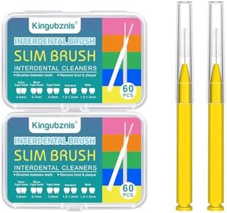 Kingbzis 120 Count Interdental Brushes,Braces Brush for Cleaner Bristles 360° Bendable Between Teeth Floss Picks for Braces Oral Cleaning (Yellow,Micro Tight Teeth)
