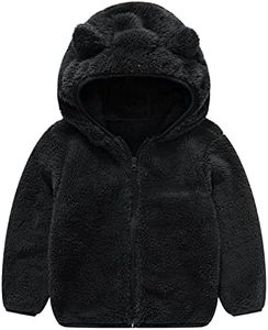 JESKIDS Toddler Girls Boys Fleece Hoody Jacket Zip Up Teddy Coat Warm Winter Outwear Black