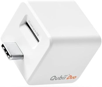 MAKTAR Qubii Duo USB-C Flash Drive, [Apple MFi Certified] Compatible for iPhone/iPad/Android, Auto Backup Photos & Videos While Charging, Photo Stick/Storage Device (White, Without microSD Card)