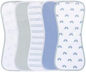 Ely's & Co. Baby Burp Cloths - 5pc Hourglass Shape with Extra Absorbent - Baby Bibs & Burp Cloths Baby Girl and Baby Boy, Newborn Essentials (Blue Rainbow Combo)