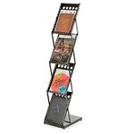 ABHA PRINT A4 Metal Portable Brochure Folding Zigzag Catalogue/Magazine/Leaflet/Literature Stand Rack Magazine