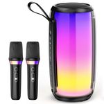 JYX Speaker with Mic System for Singing, Portable Bluetooth Speakers with Dazzling Light and 2 Wireless Microphones for Adults, Mini Karaoke Set for Home, Birthday Gifts Toys for Girls Boys Party